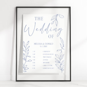 Poster Programa de Casamento Simples Flor Vinca Menor Cro