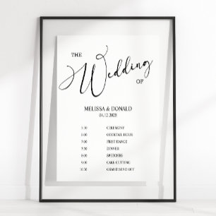 Poster Programa de Casamento Simples Preto Moderno