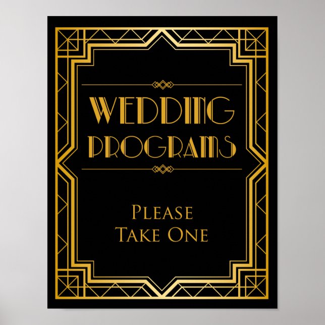 Poster Programa de Casamento Sinal de Casamento | Gatsby  (Frente)