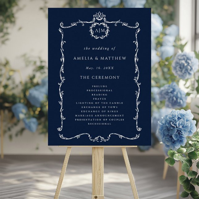 Poster Programa de Cerimônia de Casamento Clássico Modern (Criador carregado)
