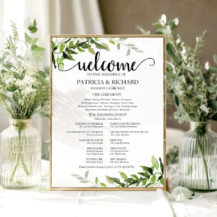 Poster Programa de Cerimônia de Casamento Elegante com Ve