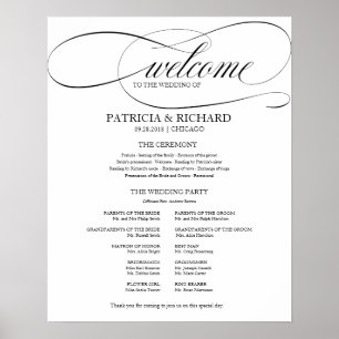 Poster Programa de Cerimônia de Casamento Elegante Roteir