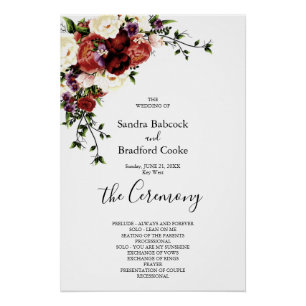 Pôster Programa de Cerimônia de Casamento Eucalyptus Flor