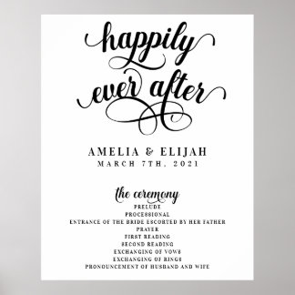 Poster Programa de Cerimônia de Casamento Felizes para Se