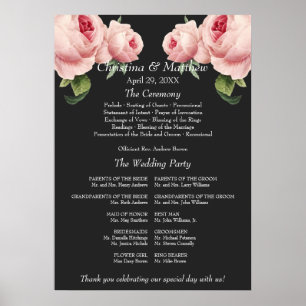 Poster Programa de Cerimônia de Casamento Vintage Rosa Pi