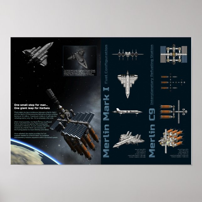 Poster Programa Espacial Kerbal Aventuras Merlin (Frente)