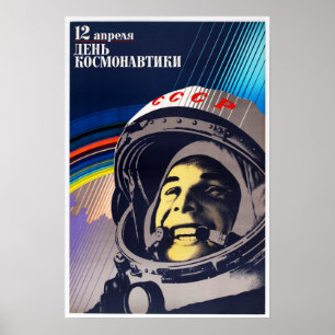 Poster Programa Espacial Soviética Cosmonaut Day YURI GAG
