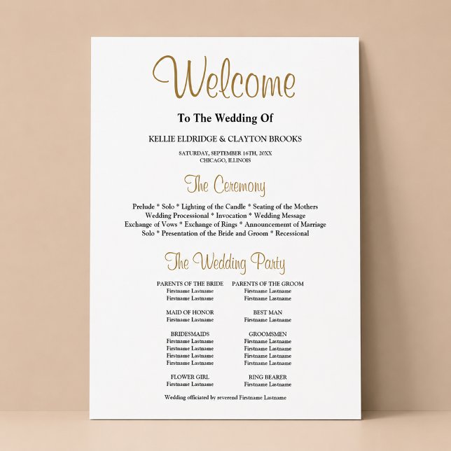 Poster Programa Simples de Cerimônia de Casamento (Criador carregado)