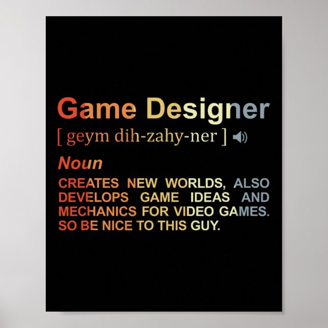 Poster Programador de Jogo Definição do Designer de Jogo  (Frente)