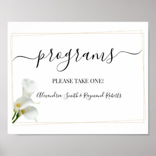 Poster Programas Cerimônia de Casamento Greenery Calla Li