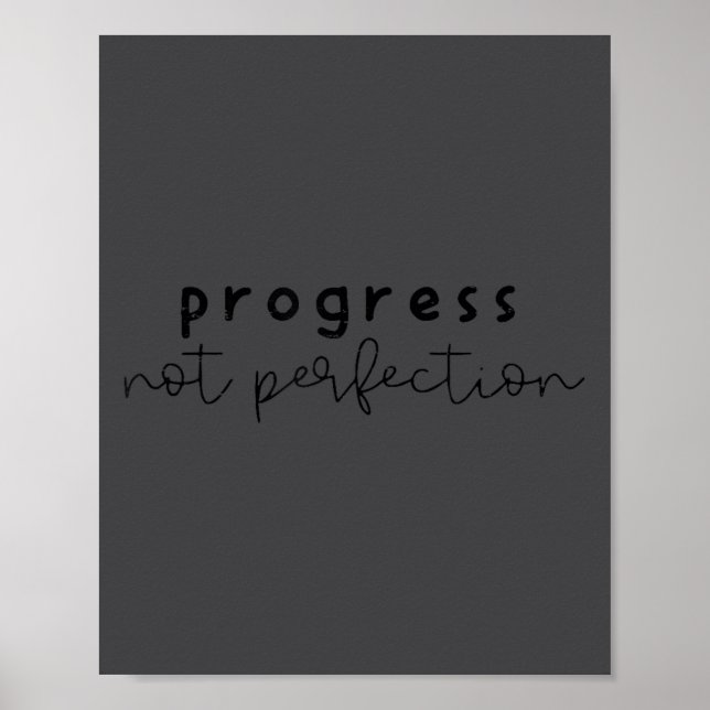 Poster Progress Not Perfection Funny Motivating Statement (Frente)