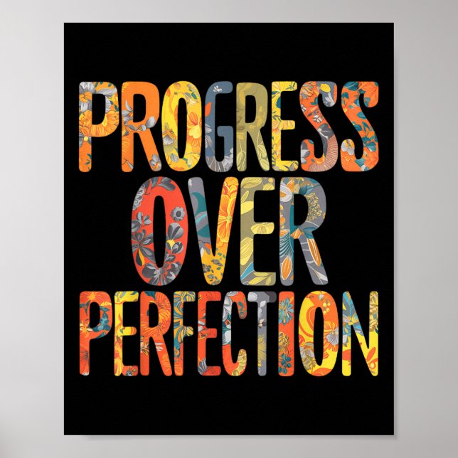 Poster Progress Over Perfection Motivation Motivational T (Frente)