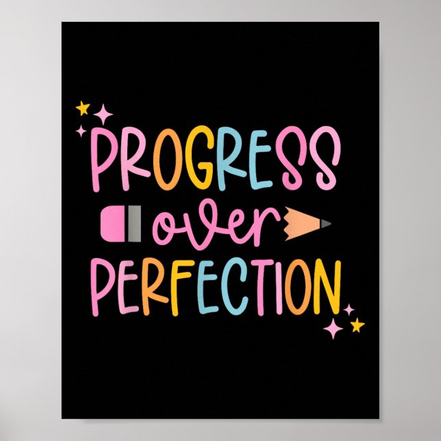 Poster Progress Over Perfection Motivational Back To Scho (Frente)
