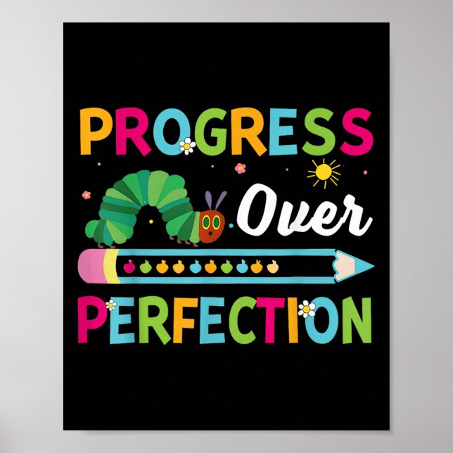 Poster Progress Over Perfection Motivational Quote Studen (Frente)
