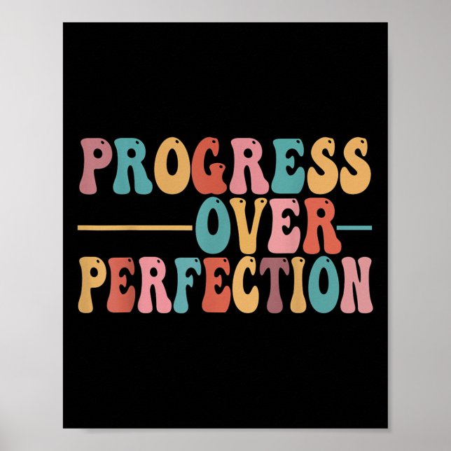 Poster Progress Over Perfection Motivational Teacher For  (Frente)