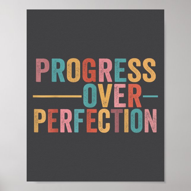 Poster Progress Over Perfection Motivational Teacher Retr (Frente)