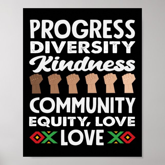 Poster Progresso Diversidade Bondade Amor Mês da História (Frente)