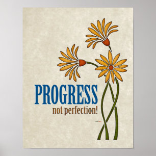 Pôster Progresso, não perfeição! (citação de recuperação)