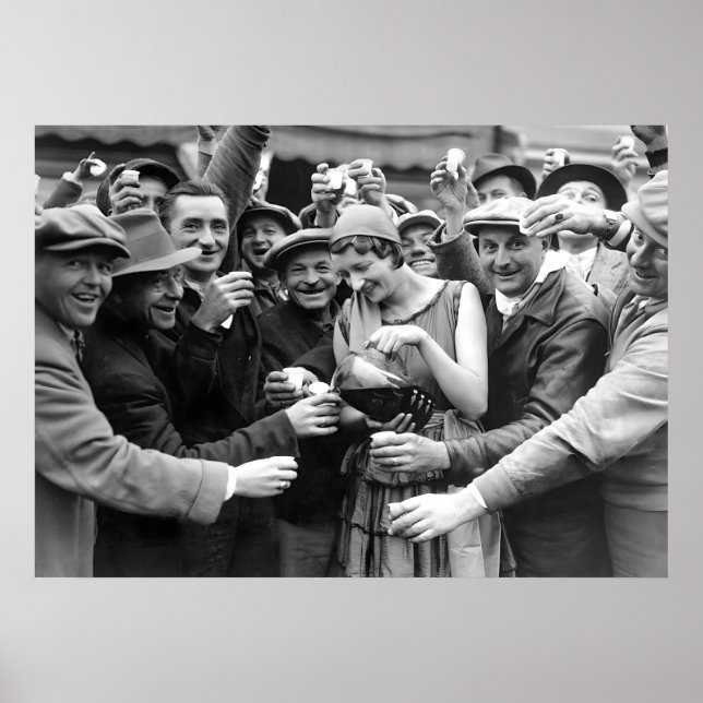 Poster Proibição, Cerveja, Preto e Branco, Vintage (Frente)