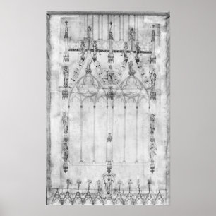 Poster Projete para a catedral, elevação do oeste