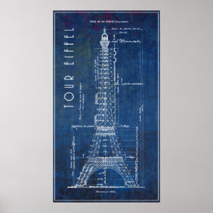 Poster Projeto de engenharia de torre Eiffel 1886