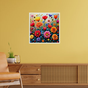 Poster Projeto de Jardim de Flores Abstratas Alegres