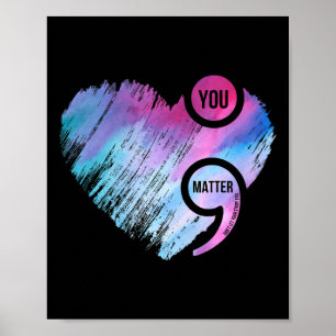 Poster Projeto de Semicolon Cardíaco Prevenção Suicida Aw
