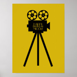 Poster Projetor de cinema Hollywood Feliz Aniversário