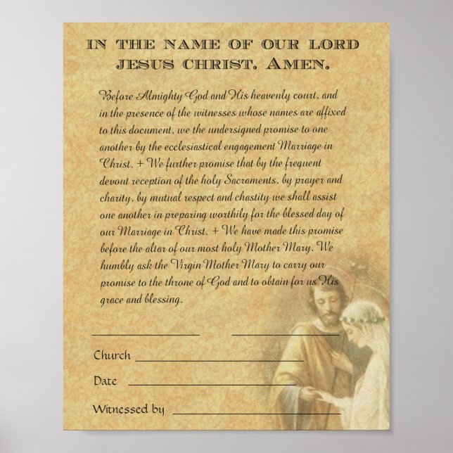 Poster Promessa Betrotal Noivado de Casamento Católico (Frente)