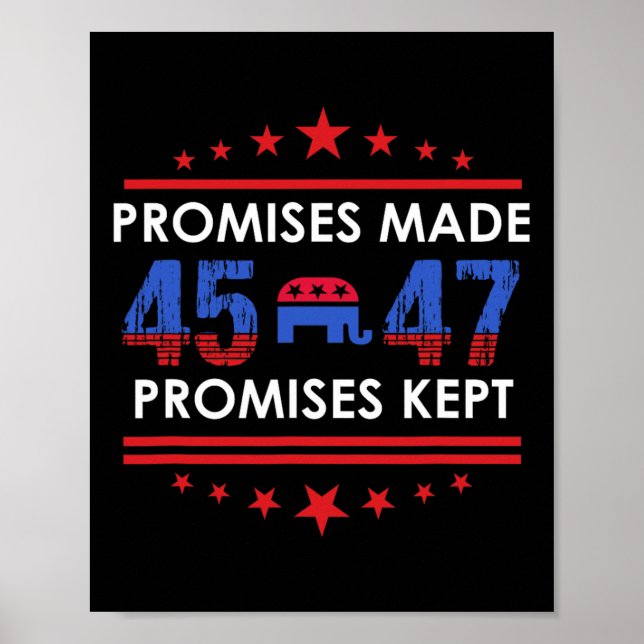 Poster Promessas Feitas Mantiveram Trump 45 47 Sinal (Frente)