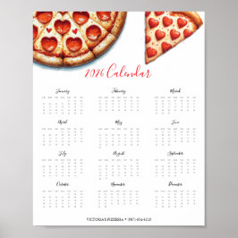 Poster Promo de Pizza de Calendário 2025 ou de Pequenas E