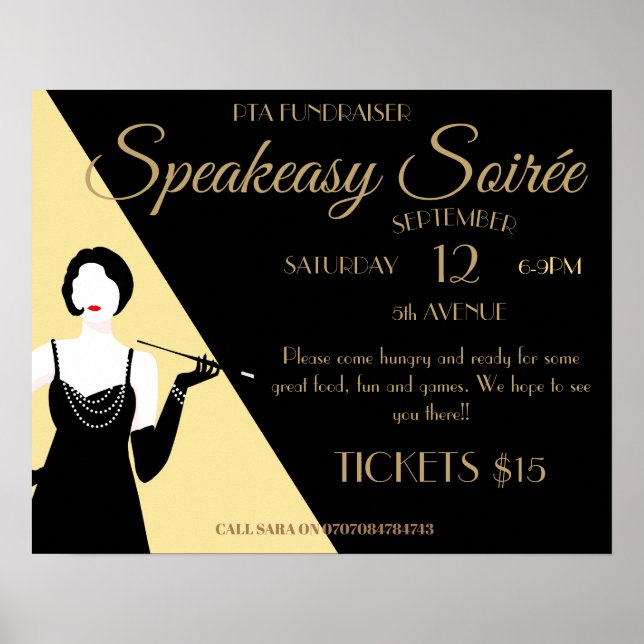 poster promo do Partido Flapper do 1920 Gatsby exc (Frente)