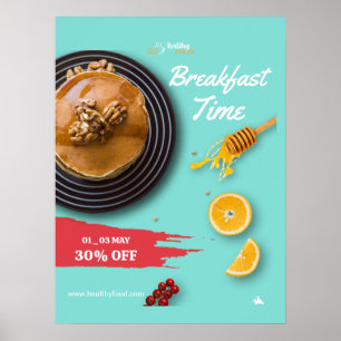 Poster Promoção de Café da Manhã, Menu de Café da Manhã d