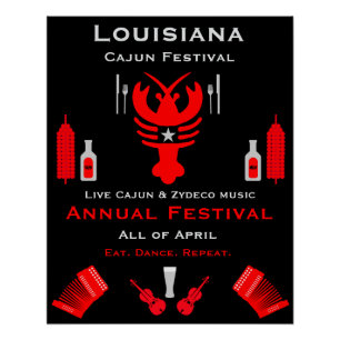 Pôster Promoção de Evento do Festival Cajun e Crioulo