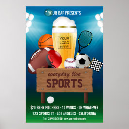 Pôster Promoção de evento em bar esportivo adicionar logo