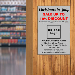 Poster Promoção de Negócios Natal em Julho Cartaz Cinza