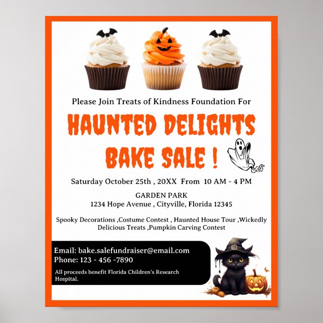 Poster Promoção de Venda de Bolos de Halloween Fofa  (Frente)