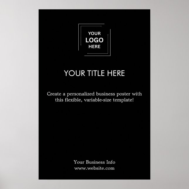Poster Promocional de logotipo preto simples moderno (Frente)
