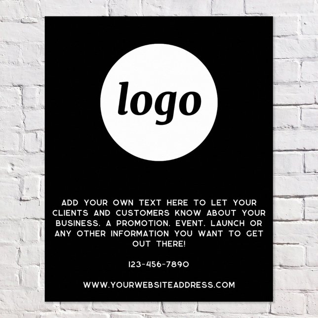 Poster Promocional de texto do logotipo preto (Logo with custom text business promotional branding poster)