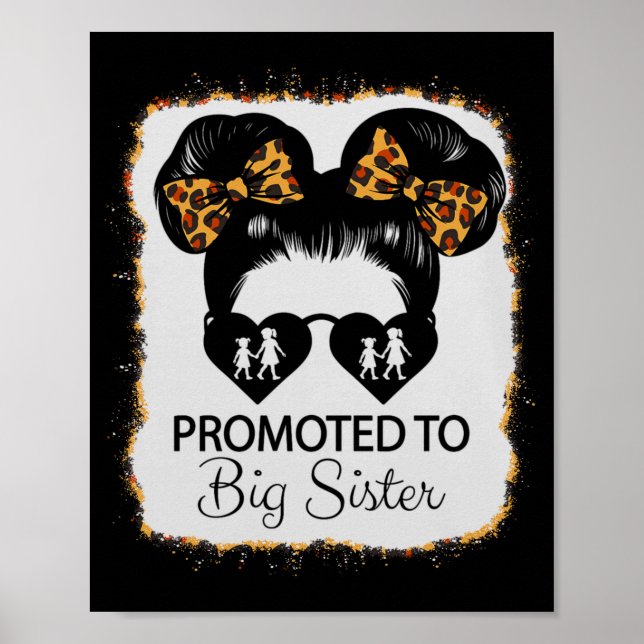 Poster Promoted To Big Sister Leopard Girl Baby Announcem (Frente)