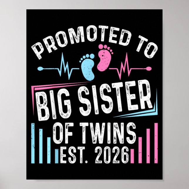 Poster Promoted To Big Sister Of Twins Est 2026 Baby Show (Frente)