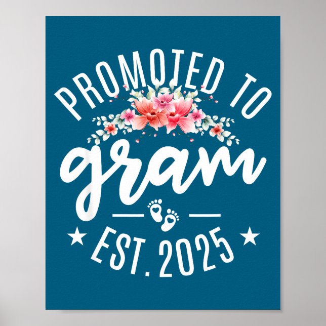 Poster Promoted To Gram 2025 Flower First Time New Grandm (Frente)