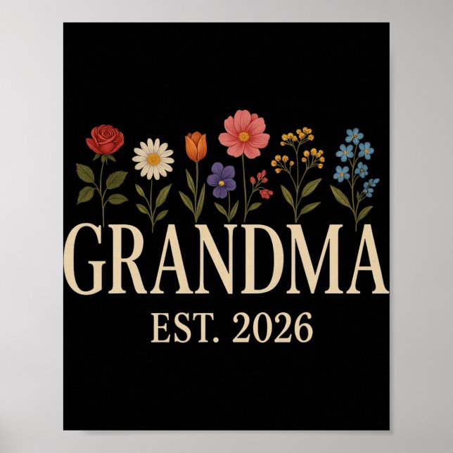 Poster Promoted To Grandma 2026 Pregnancy Flower New Gran (Frente)