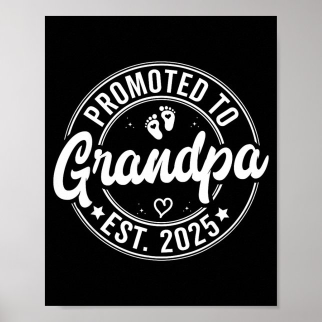 Poster Promoted To Grandpa Est 2025 Grandparents New Gran (Frente)