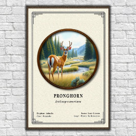 Poster Pronghorn (American Antelope) Zoology Series