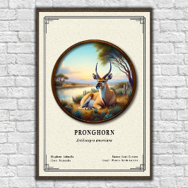 Poster Pronghorn (American Antelope) Zoology Series