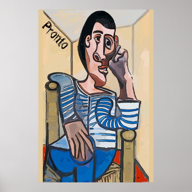 Poster Pronto, Abstrato no telefone celular, edite texto (Frente)