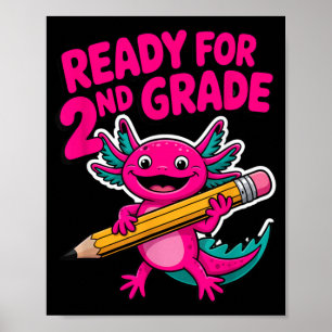 Poster Pronto Para a 2ª Série Axolote Rosa Volta às Aulas