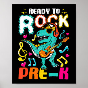 Poster Pronto Para Arrastar Dinossauro Pré-K De Volta Par