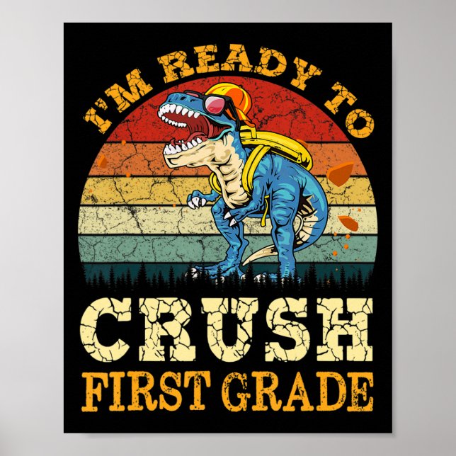 Poster Pronto Para Esmagar Dinossauro De Segundo Primeiro (Frente)
